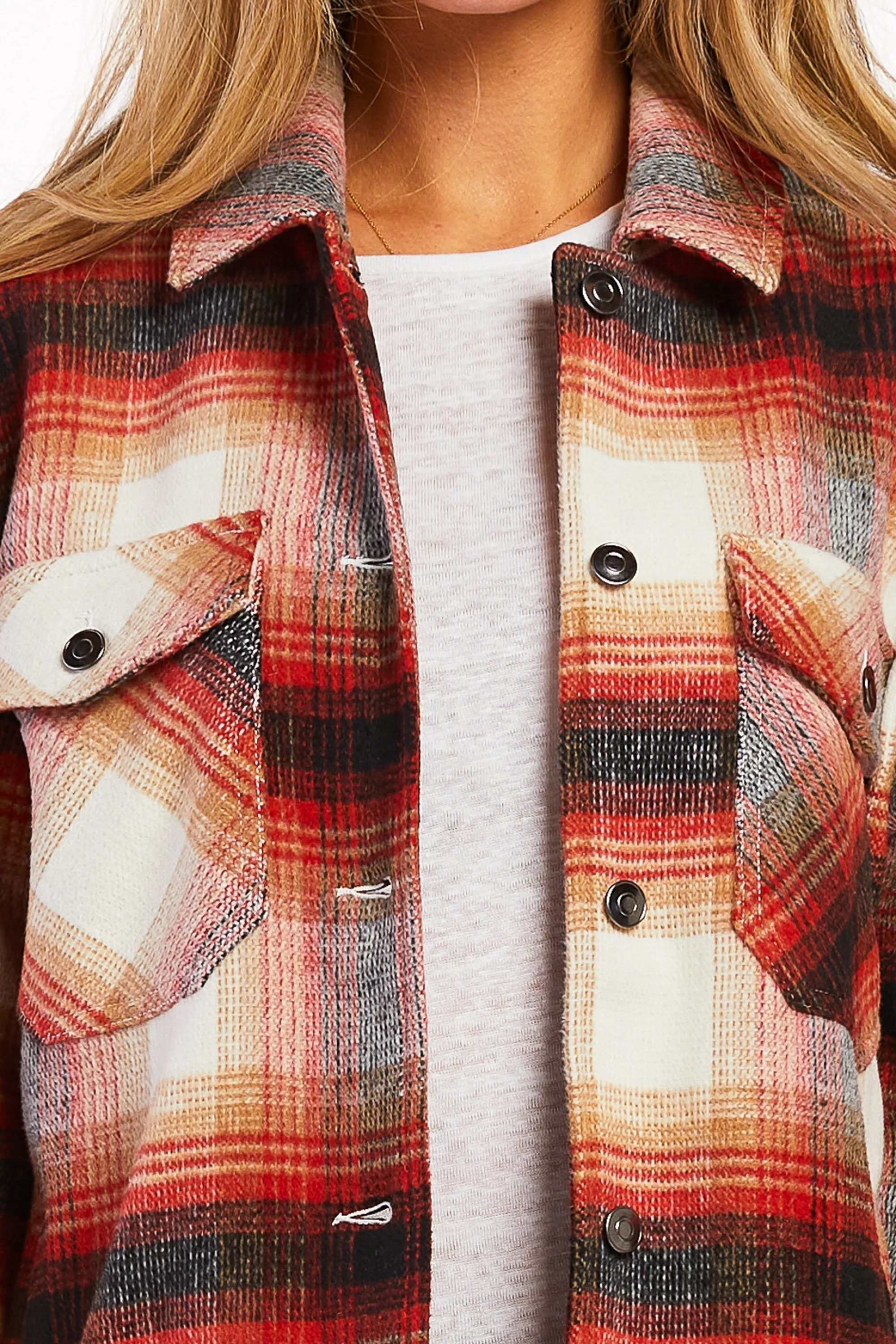#1 Best Seller: Sheryl Long Sleeve Plaid Shirt Jacket Large Chest  Dont Miss Out!