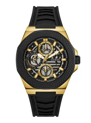 Black Front Runner Silicone Watch Guess