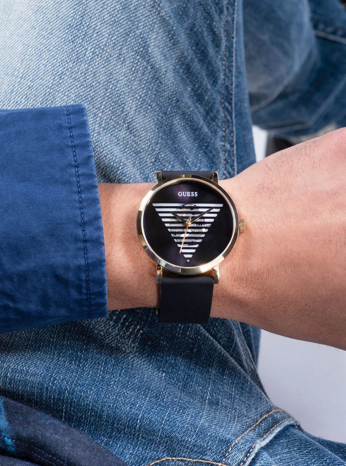 Black Gold Idol Silicone Watch Guess