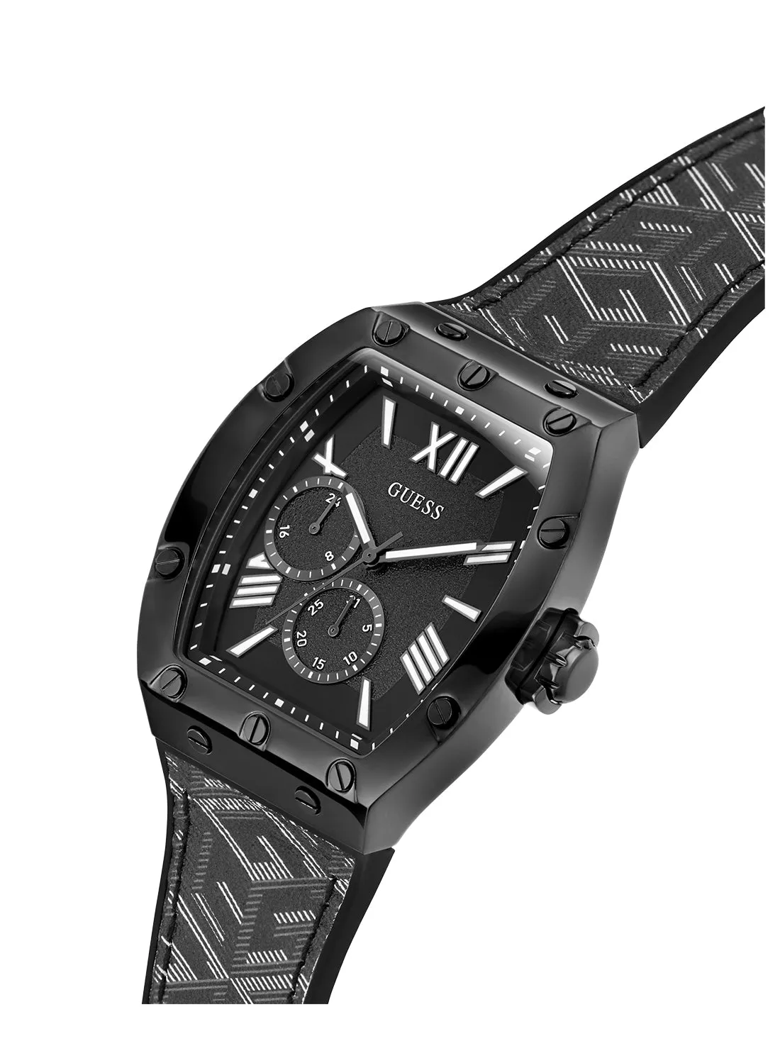 Black Logo Falcon Silicone Watch Guess