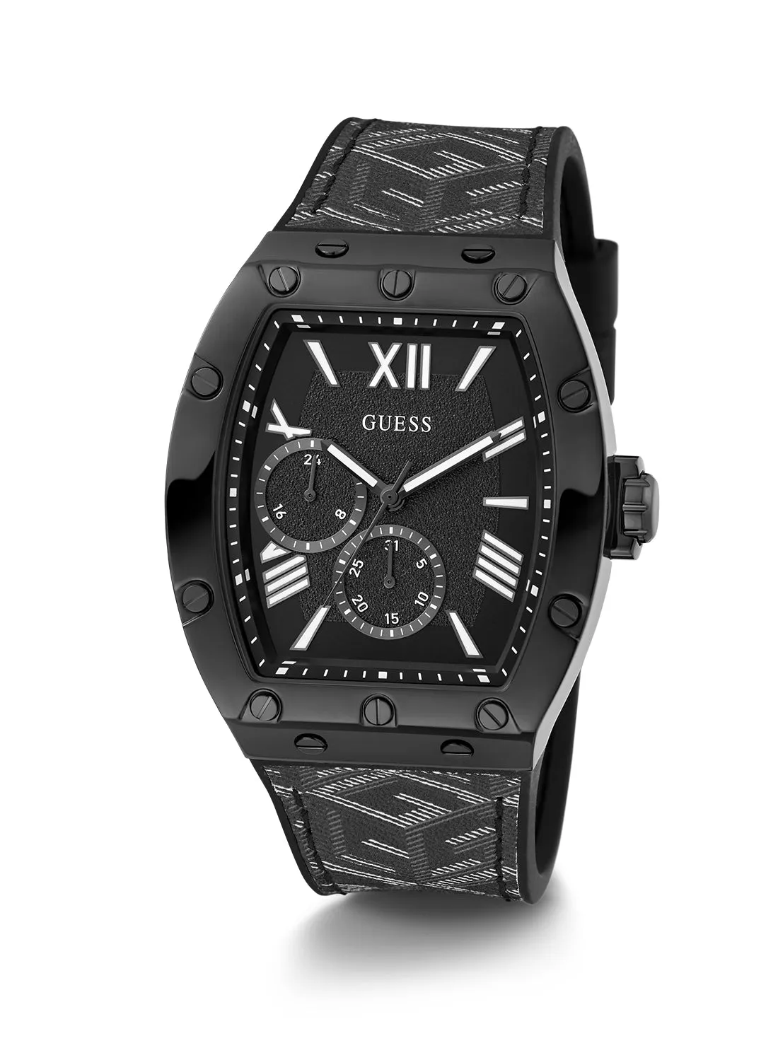 Black Logo Falcon Silicone Watch Guess