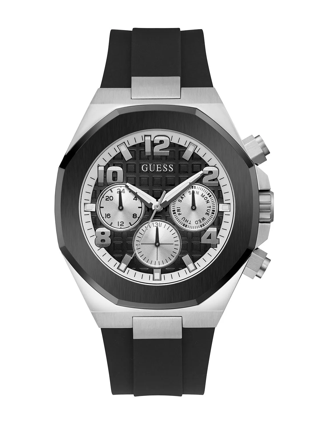 Black Silver Empire Silicone Watch Guess