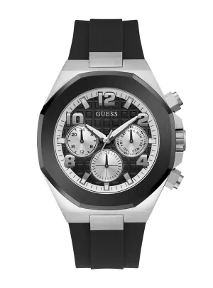 Black Silver Empire Silicone Watch Guess