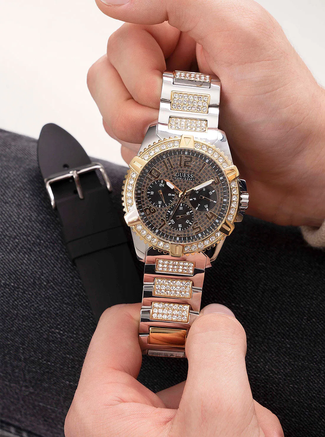 Black Two-Tone Frontier Watch Guess