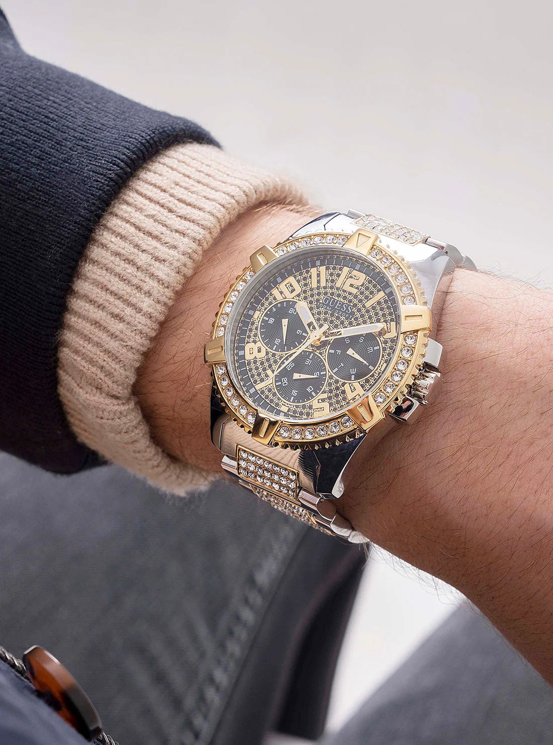 Black Two-Tone Frontier Watch Guess