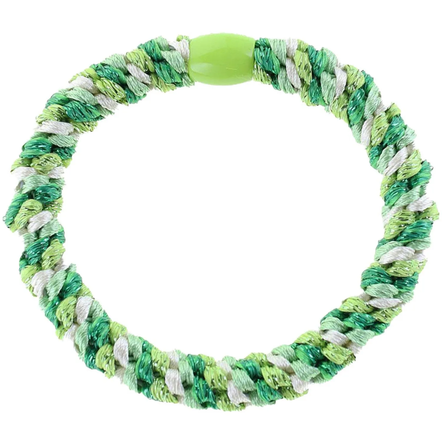 Bow's by Str Braided Hair Elastic - Multi Green/Off-White Glitter 6-pack