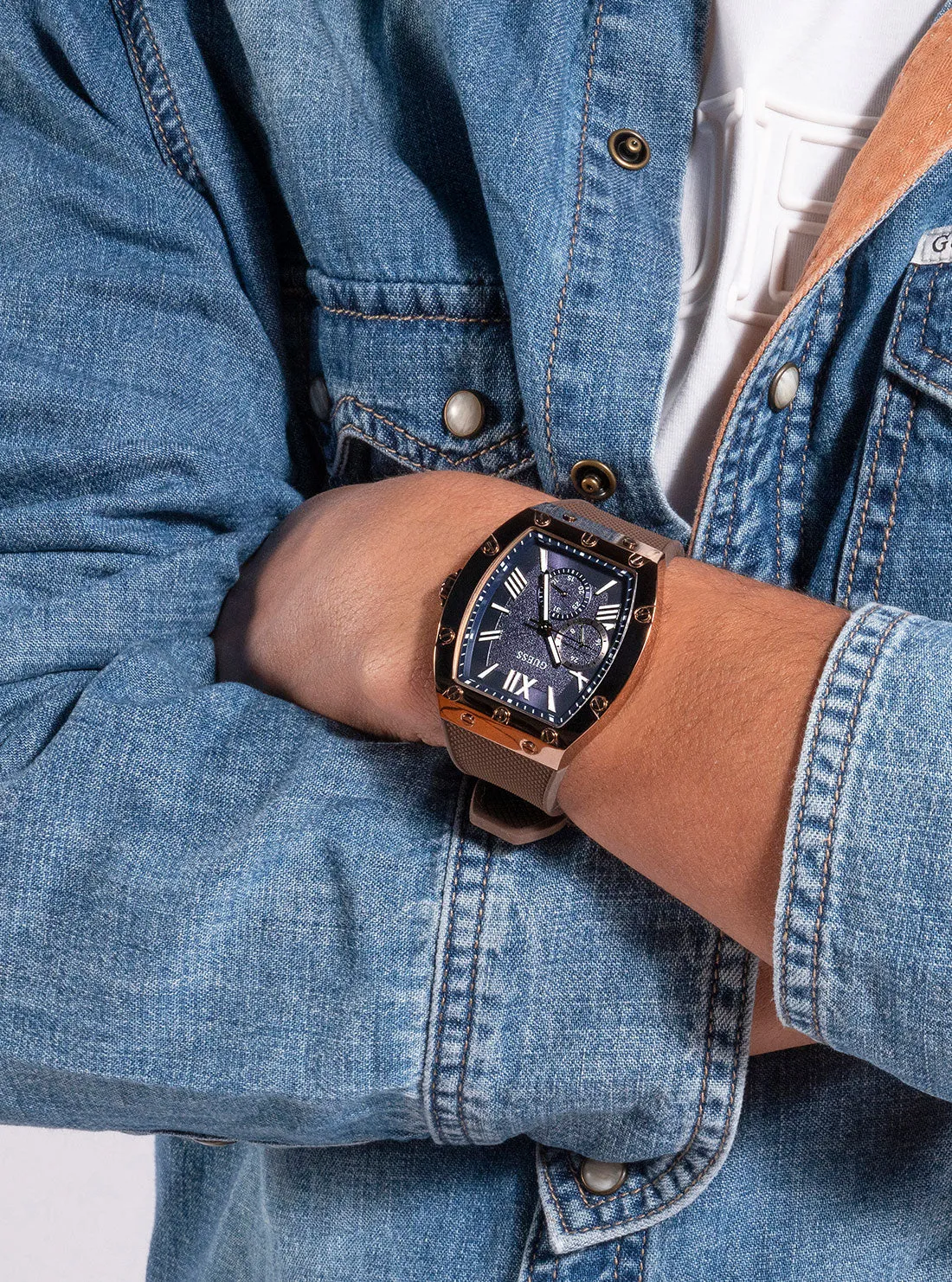 Brown Falcon Silicone Watch Guess