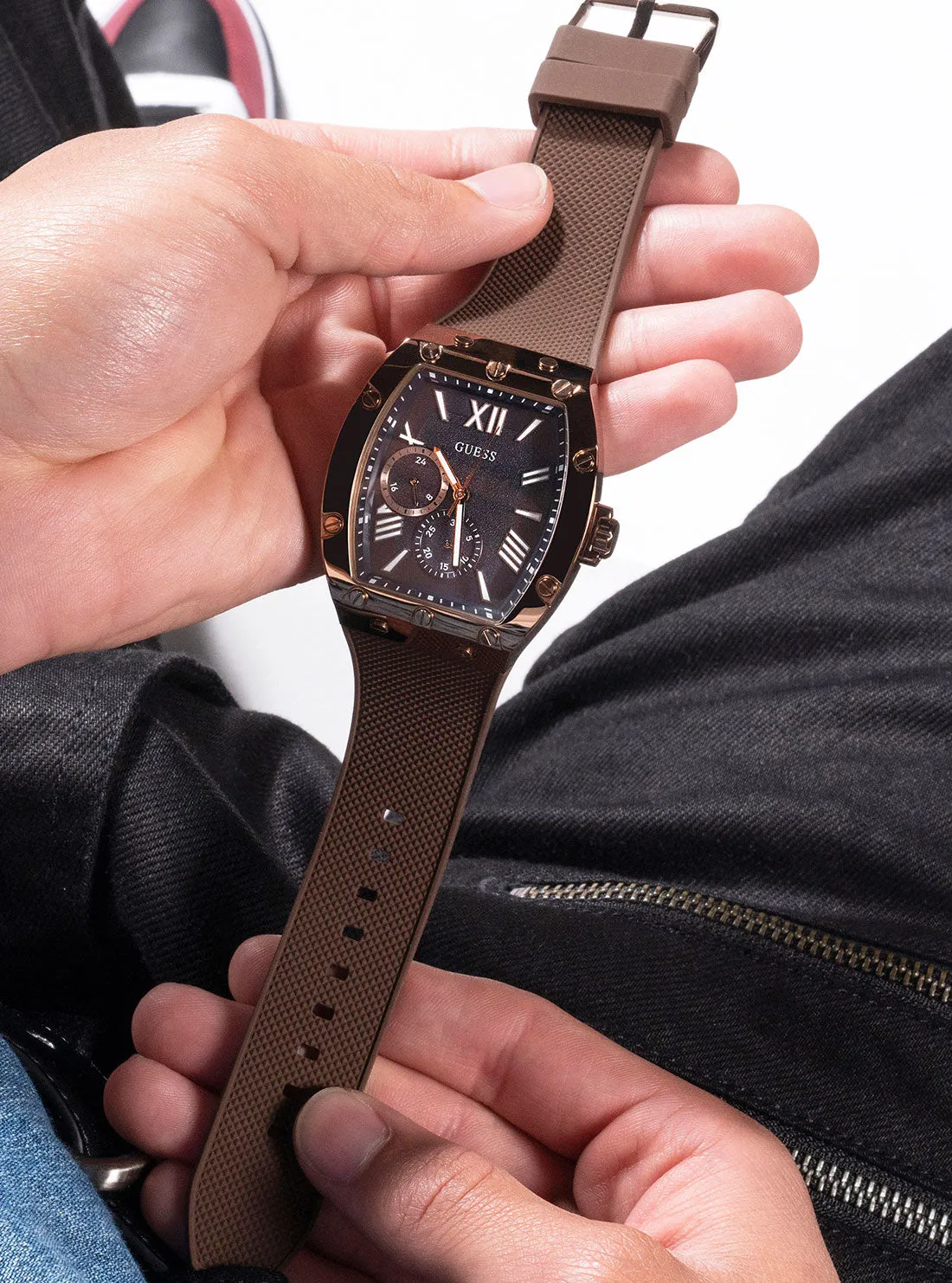 Brown Falcon Silicone Watch Guess