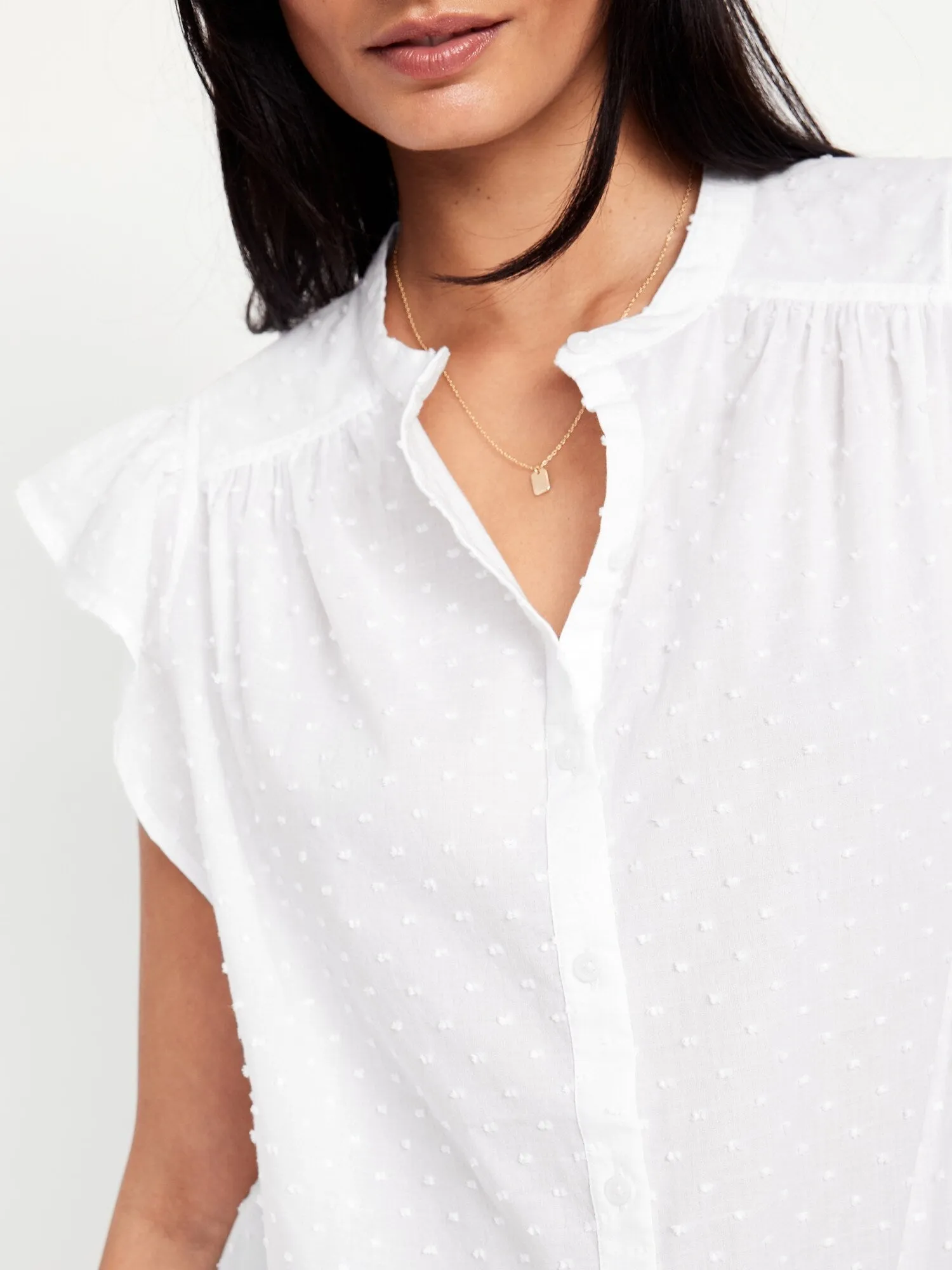 Button-Down Swiss Dot Top
