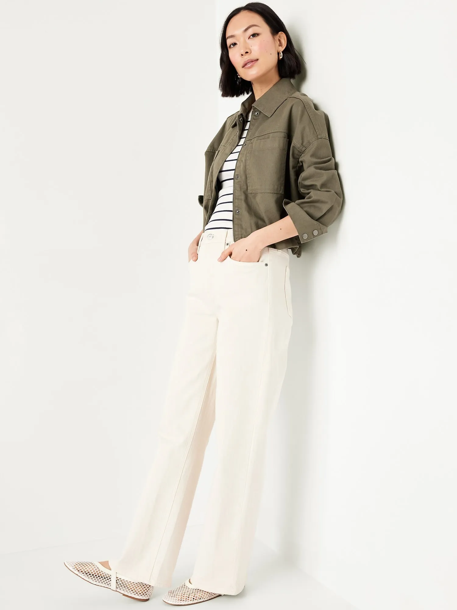 Canvas Crop Utility Jacket