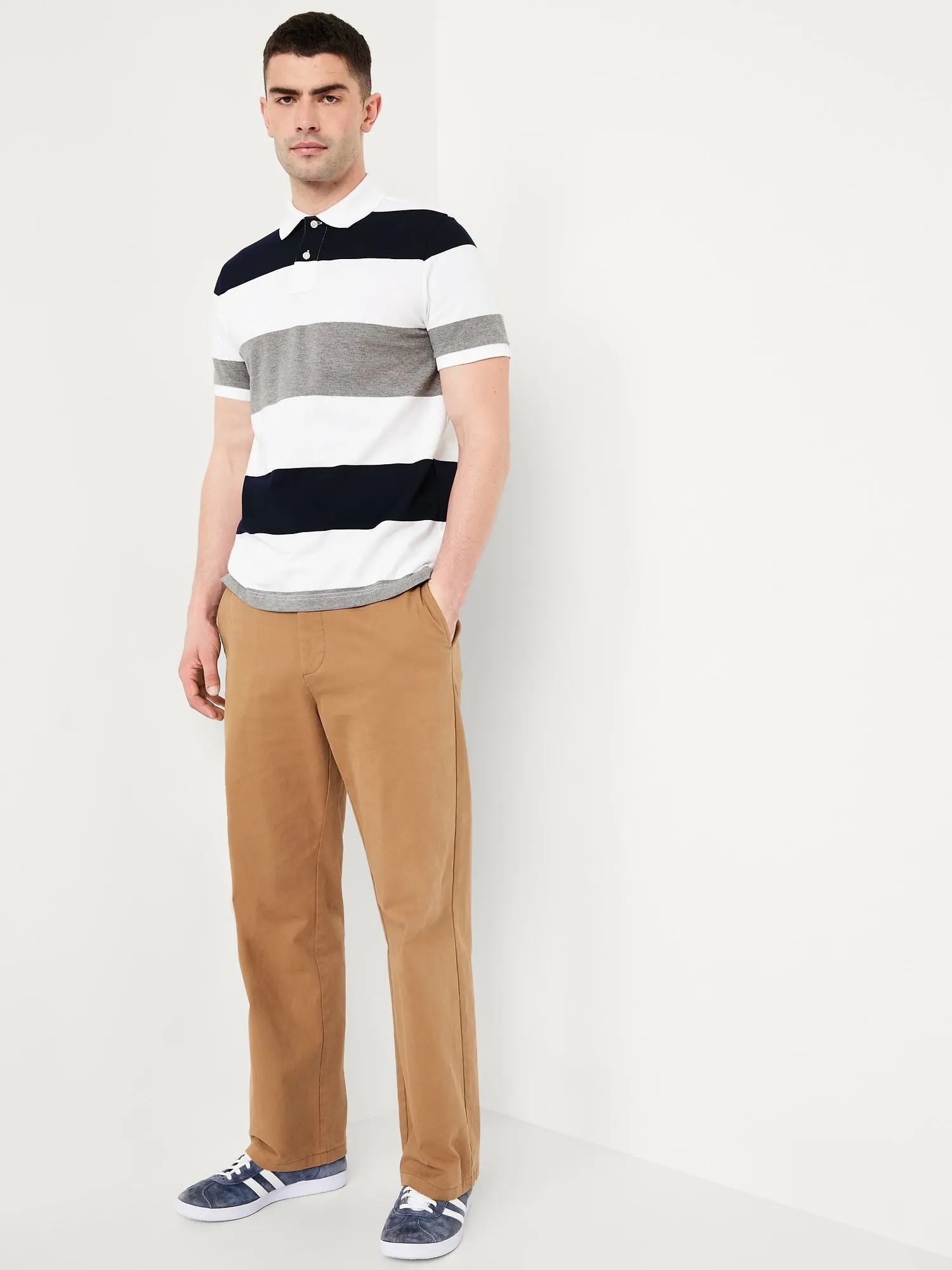Classic Fit Striped Pique Polo