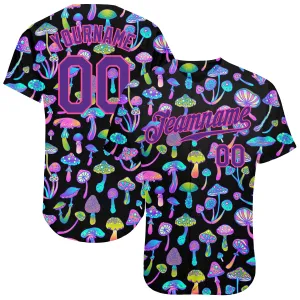Custom 3D Pattern Design Magic Mushrooms Psychedelic Hallucination Authentic Baseball Jersey FansIdea