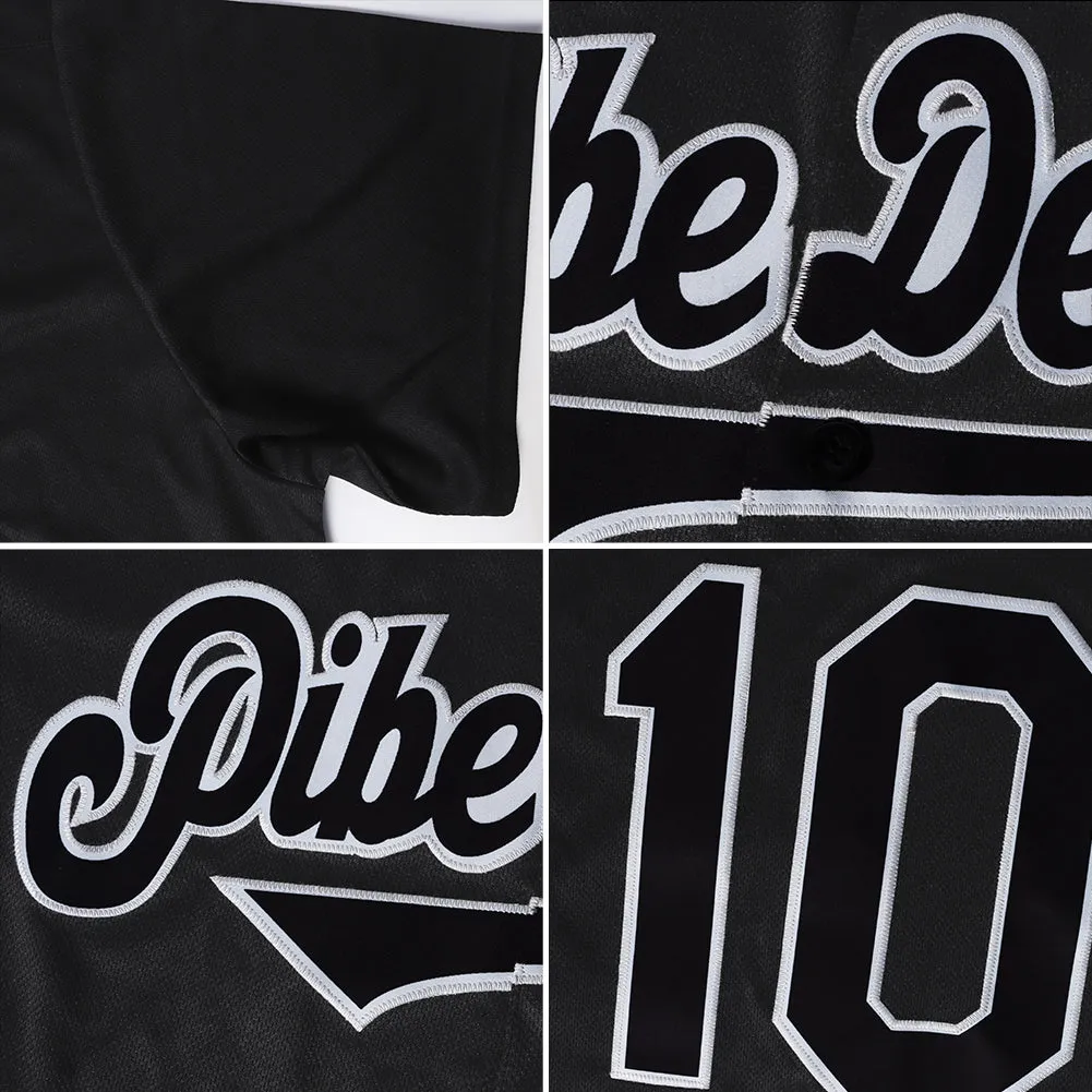 Custom Black Black-Gray Authentic Baseball Jersey FansIdea