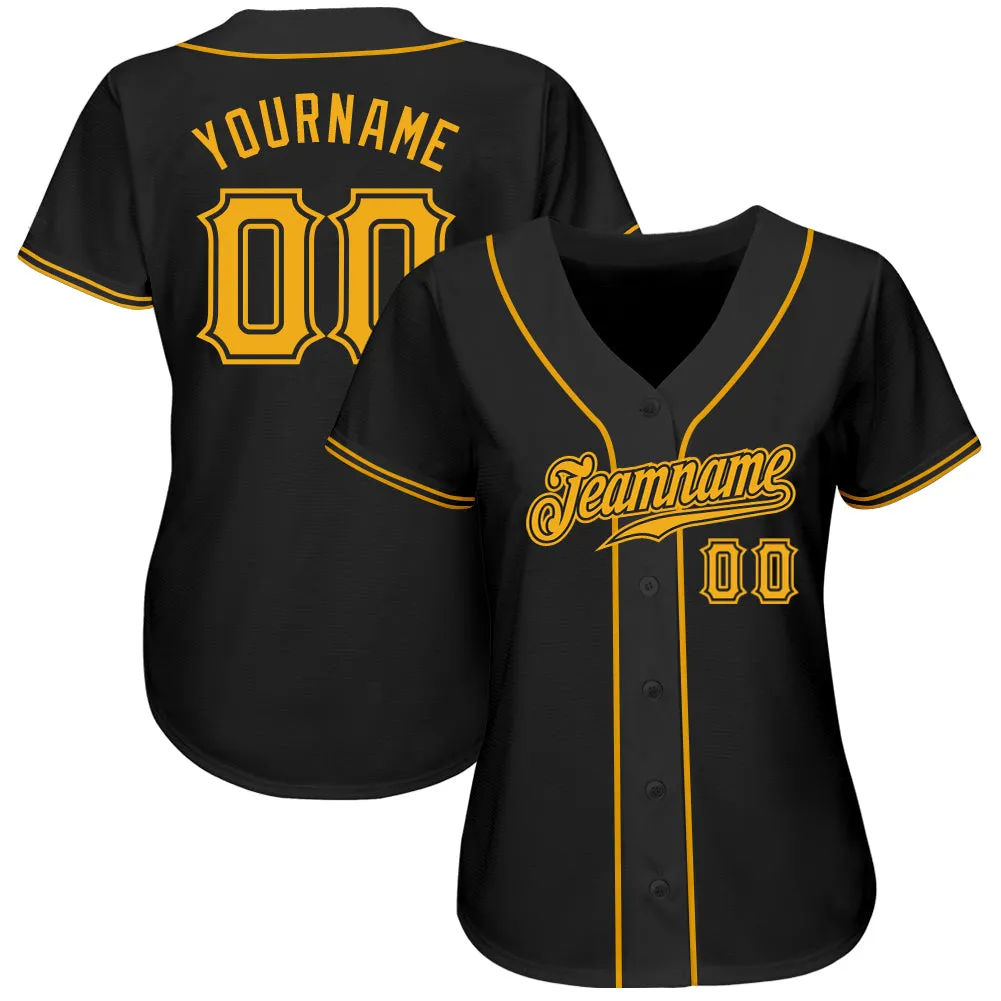 Custom Black Gold Authentic Baseball Jersey FansIdea