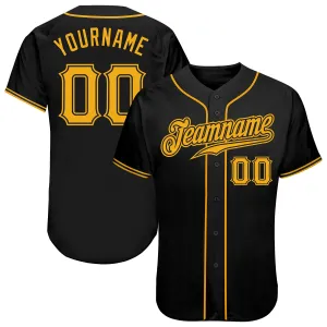 Custom Black Gold Authentic Baseball Jersey FansIdea