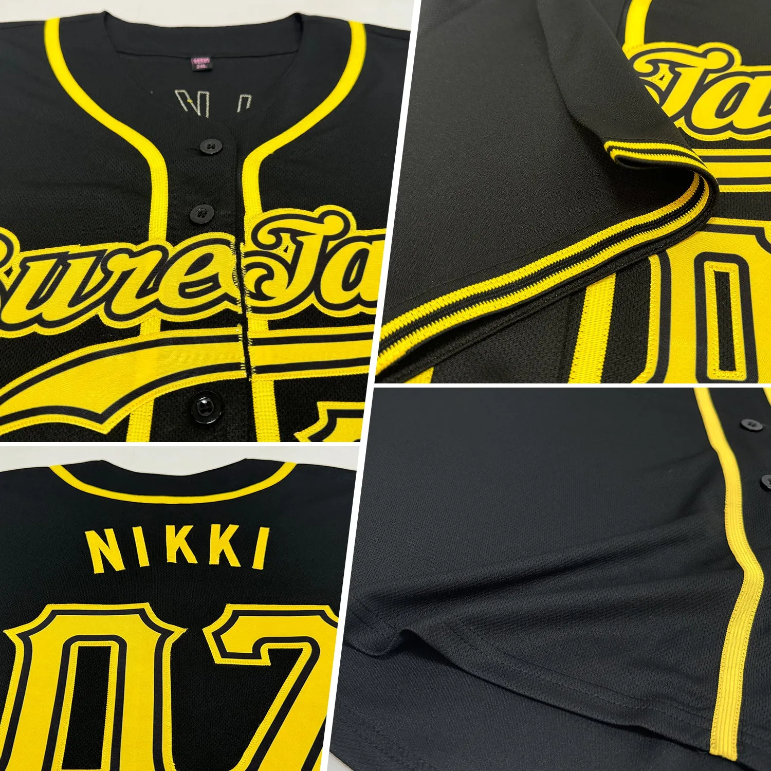 Custom Black Gold Authentic Baseball Jersey FansIdea