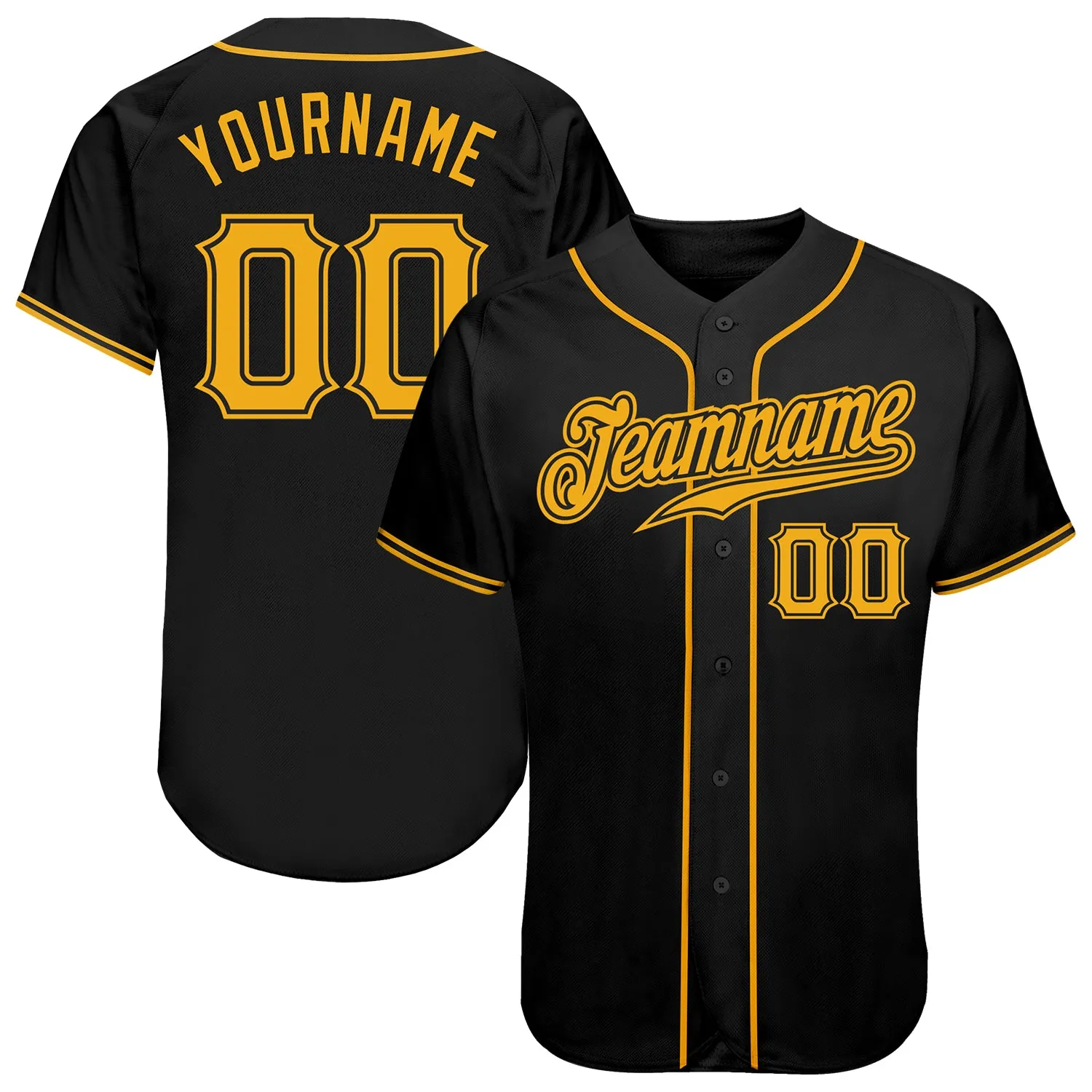 Custom Black Gold Authentic Baseball Jersey FansIdea