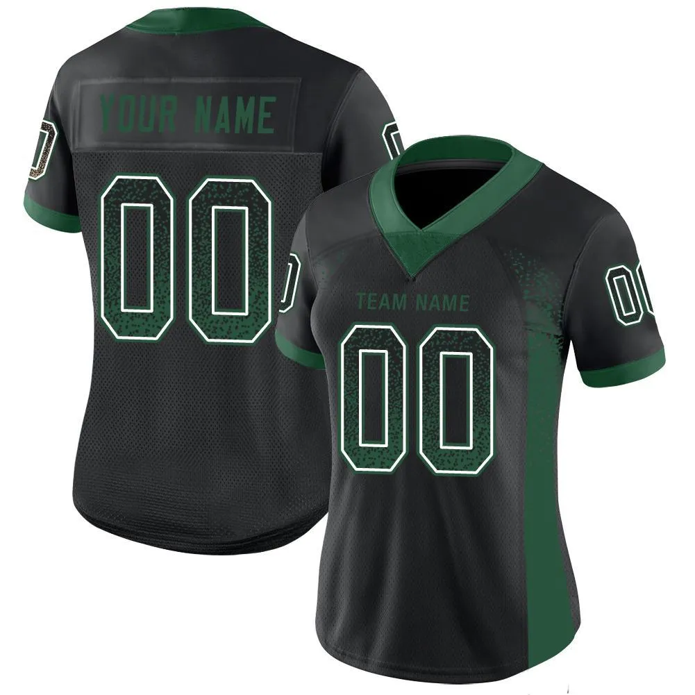 Custom Black Gotham Green-White Mesh Drift Fashion Football Jersey FansIdea