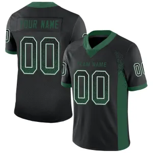 Custom Black Gotham Green-White Mesh Drift Fashion Football Jersey FansIdea