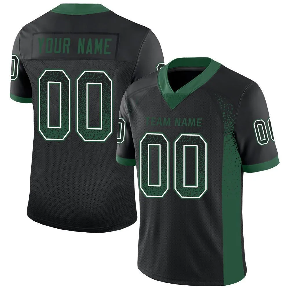 Custom Black Gotham Green-White Mesh Drift Fashion Football Jersey FansIdea