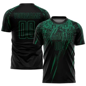 Custom Black Kelly Green Sublimation Soccer Uniform Jersey FansIdea