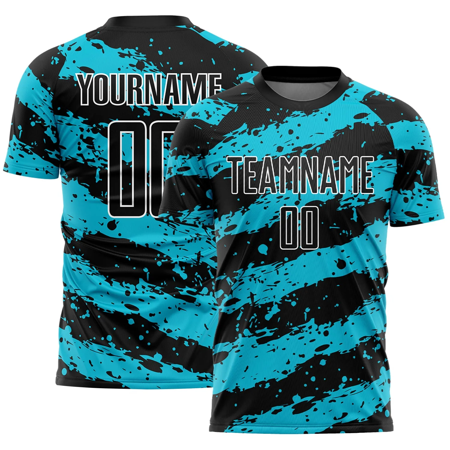 Custom Black Lakes Blue-White Splash Sublimation Soccer Uniform Jersey FansIdea