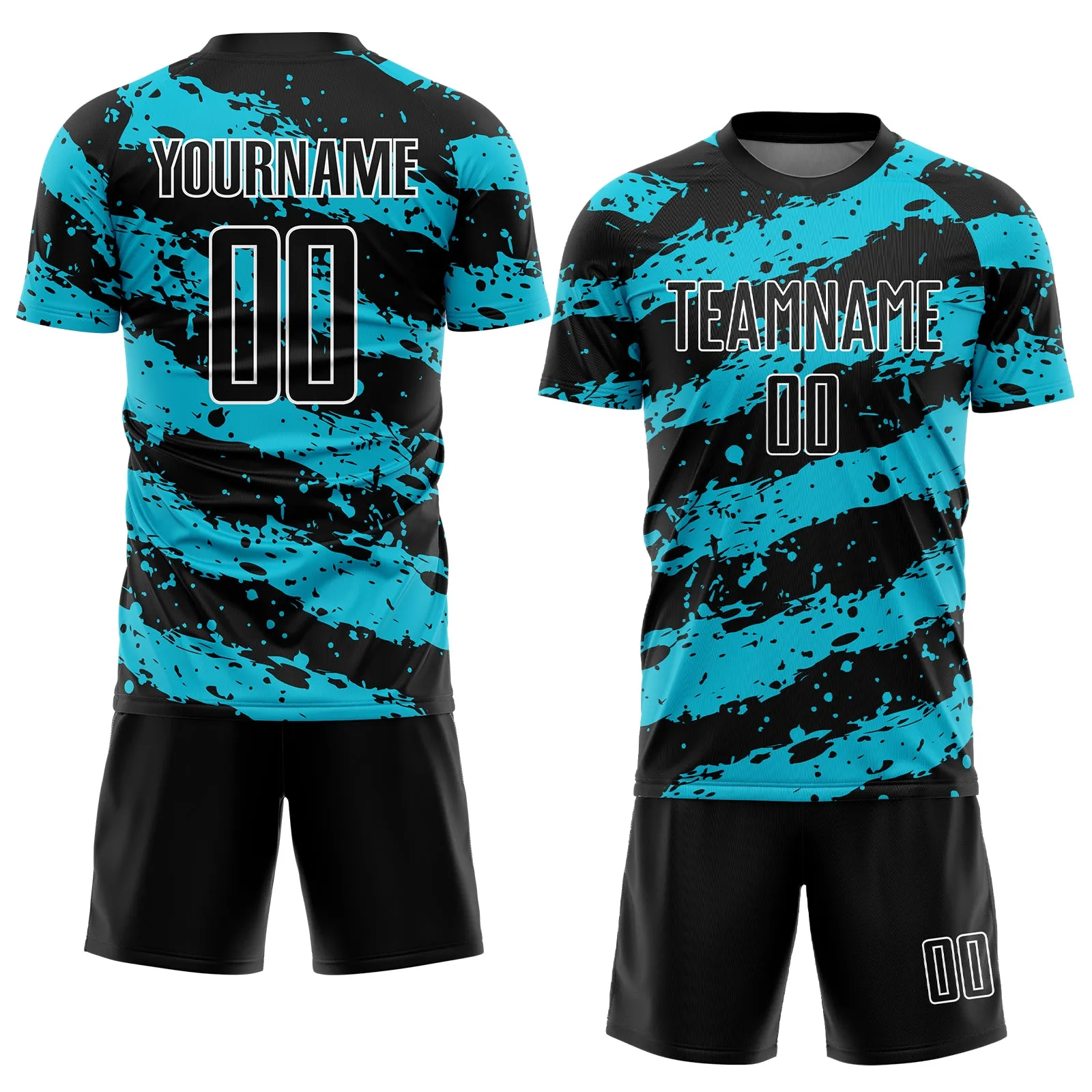Custom Black Lakes Blue-White Splash Sublimation Soccer Uniform Jersey FansIdea