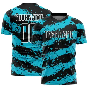 Custom Black Lakes Blue-White Splash Sublimation Soccer Uniform Jersey FansIdea