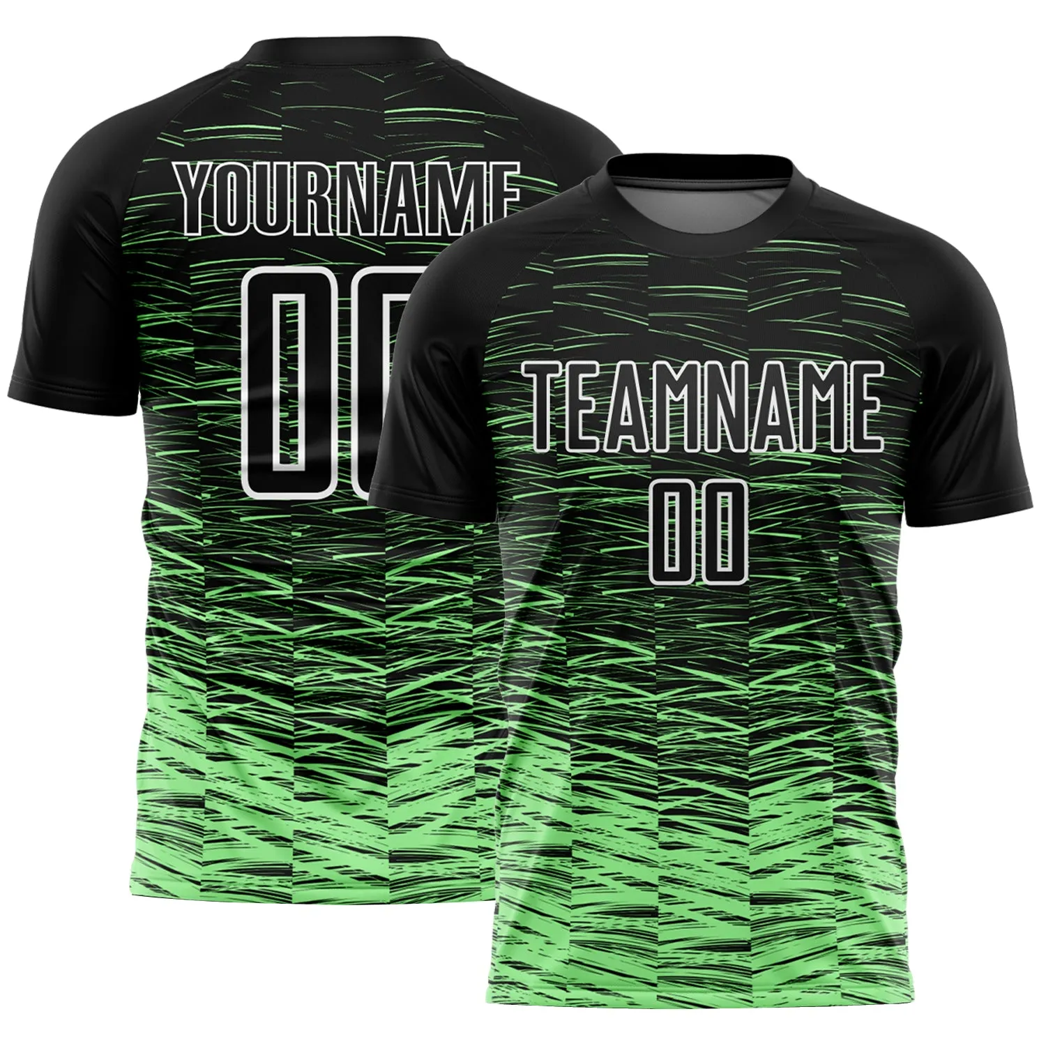 Custom Black Pea Green-White Line Sublimation Soccer Uniform Jersey FansIdea