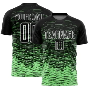 Custom Black Pea Green-White Line Sublimation Soccer Uniform Jersey FansIdea