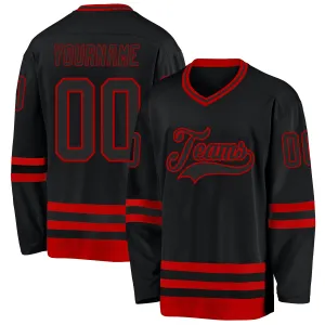 Custom Black Red Hockey Jersey FansIdea