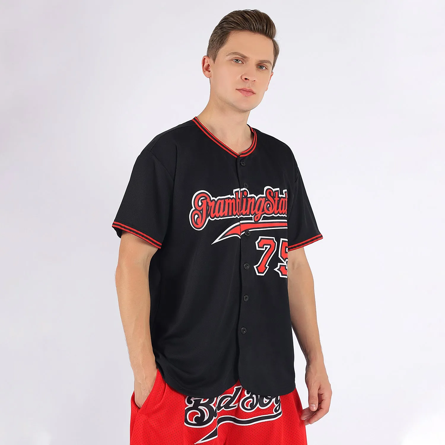 Custom Black Red-White Authentic Baseball Jersey FansIdea
