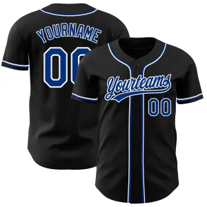 Custom Black Royal-White Authentic Baseball Jersey FansIdea