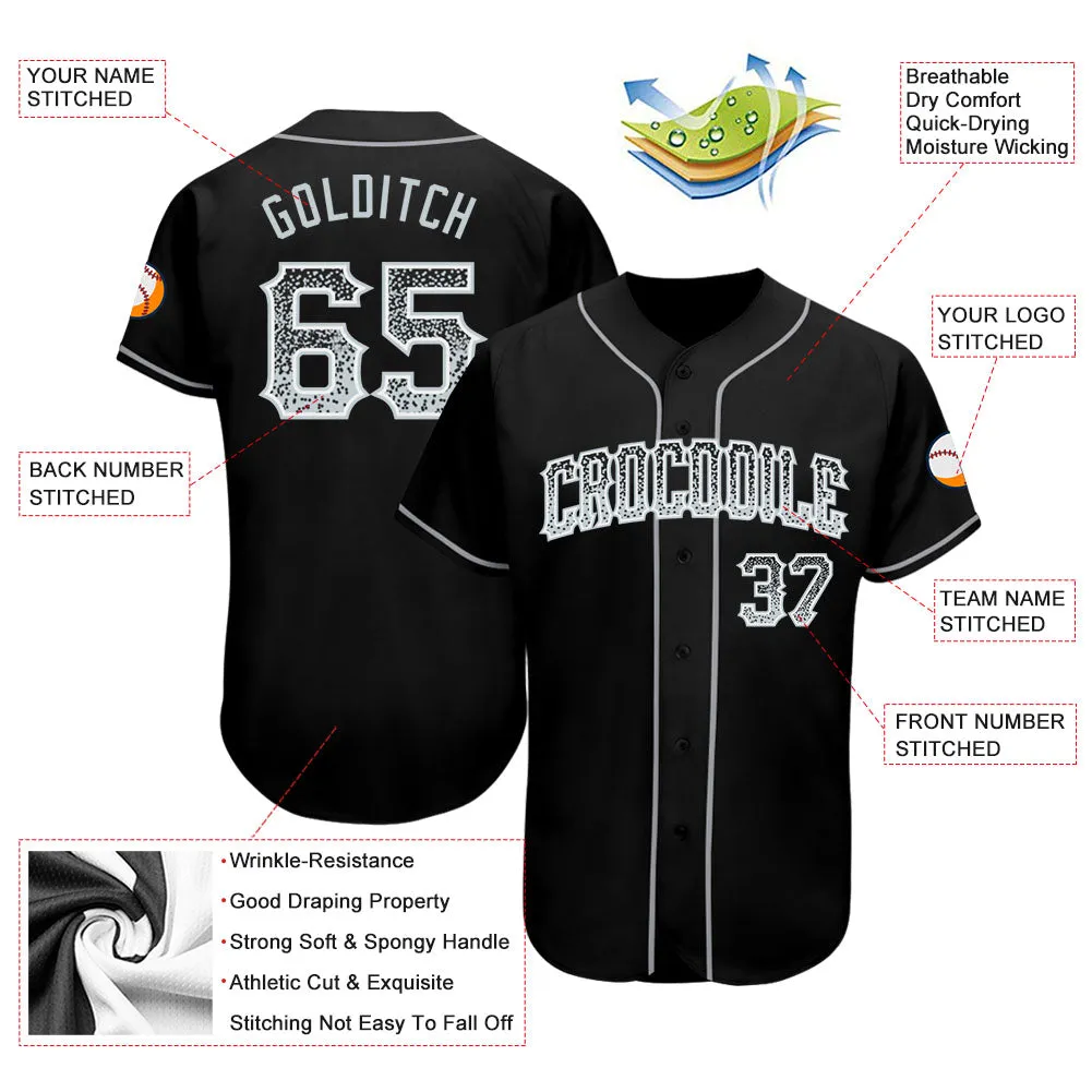 Custom Black Silver-White Authentic Drift Fashion Baseball Jersey FansIdea