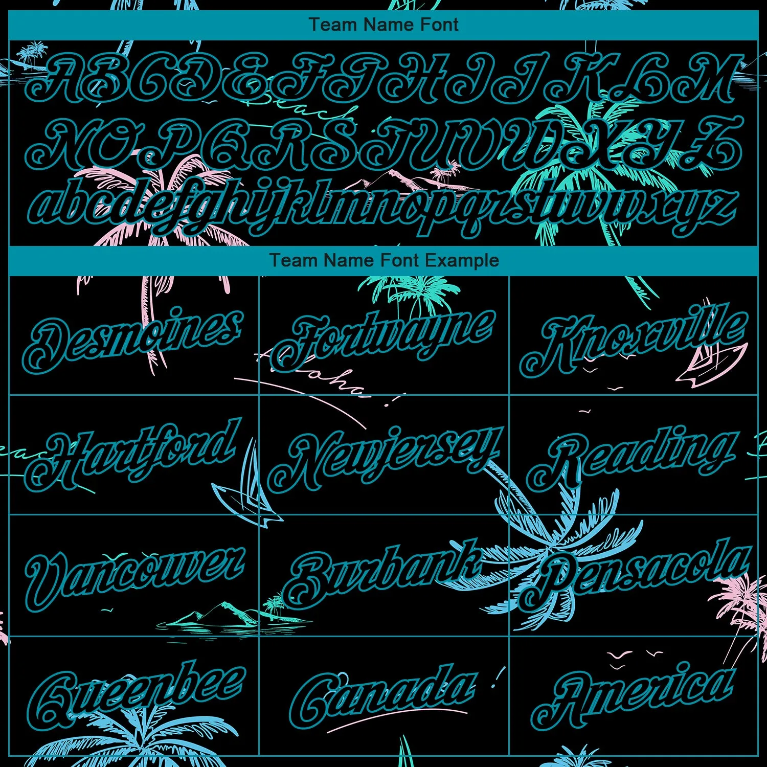 Custom Black Teal 3D Pattern Tropical Hawaii Palm Trees Authentic Basketball Jersey FansIdea