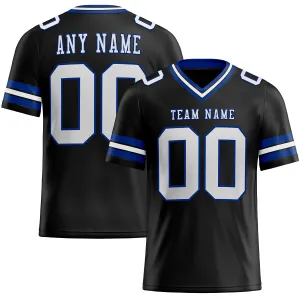 Custom Black White-Royal Mesh Authentic Football Jersey FansIdea