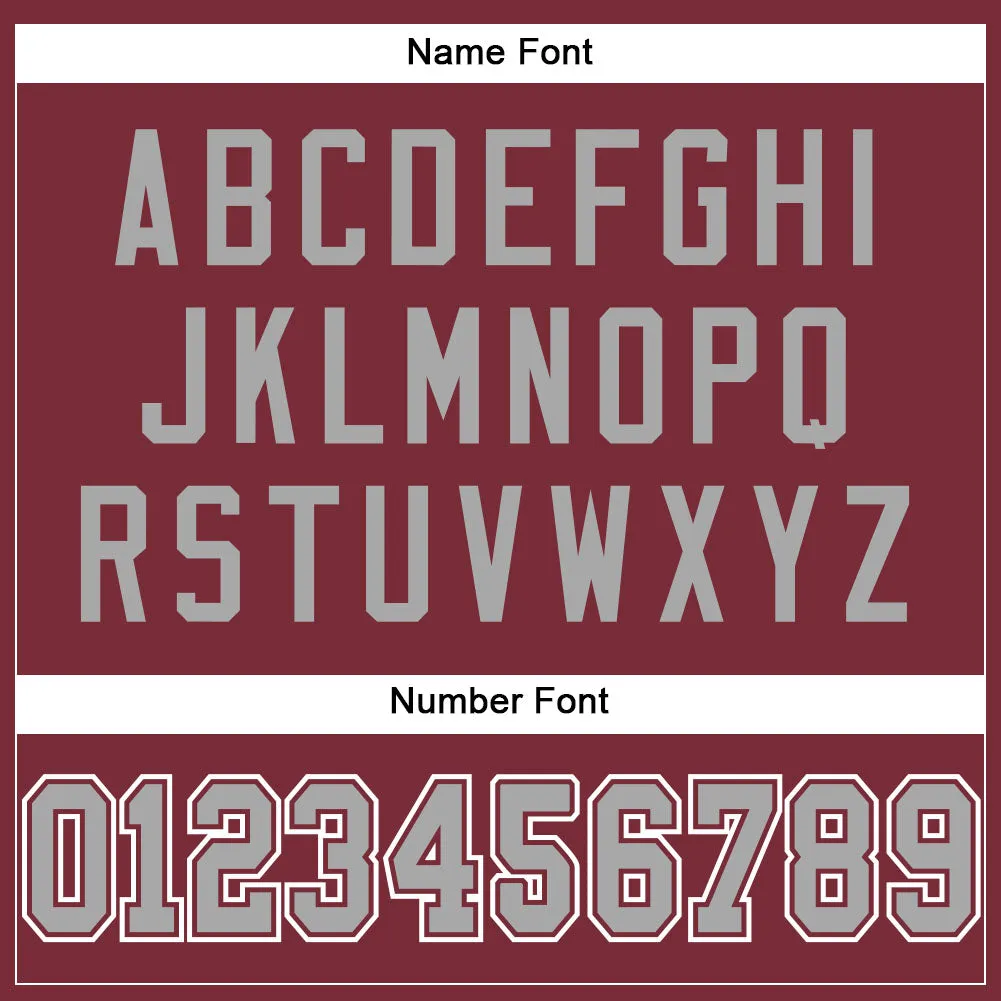 Custom Burgundy Gray-White Mesh Authentic Football Jersey FansIdea