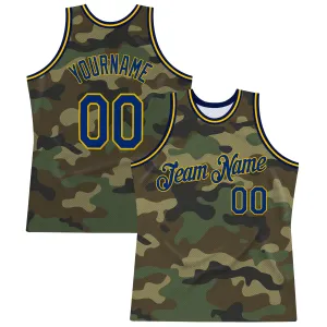 Custom Camo Royal-Gold Authentic Salute To Service Basketball Jersey FansIdea