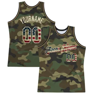 Custom Camo Vintage USA Flag-Cream Authentic Salute To Service Basketball Jersey FansIdea