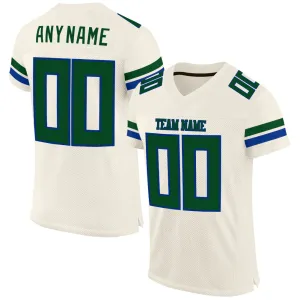 Custom Cream Green-Royal Mesh Authentic Football Jersey FansIdea