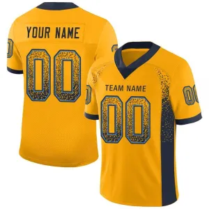 Custom Gold Navy-Powder Blue Mesh Drift Fashion Football Jersey FansIdea