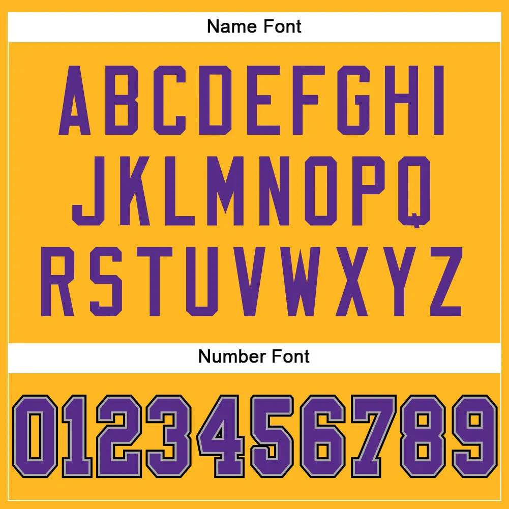 Custom Gold Purple-Black Mesh Authentic Football Jersey FansIdea
