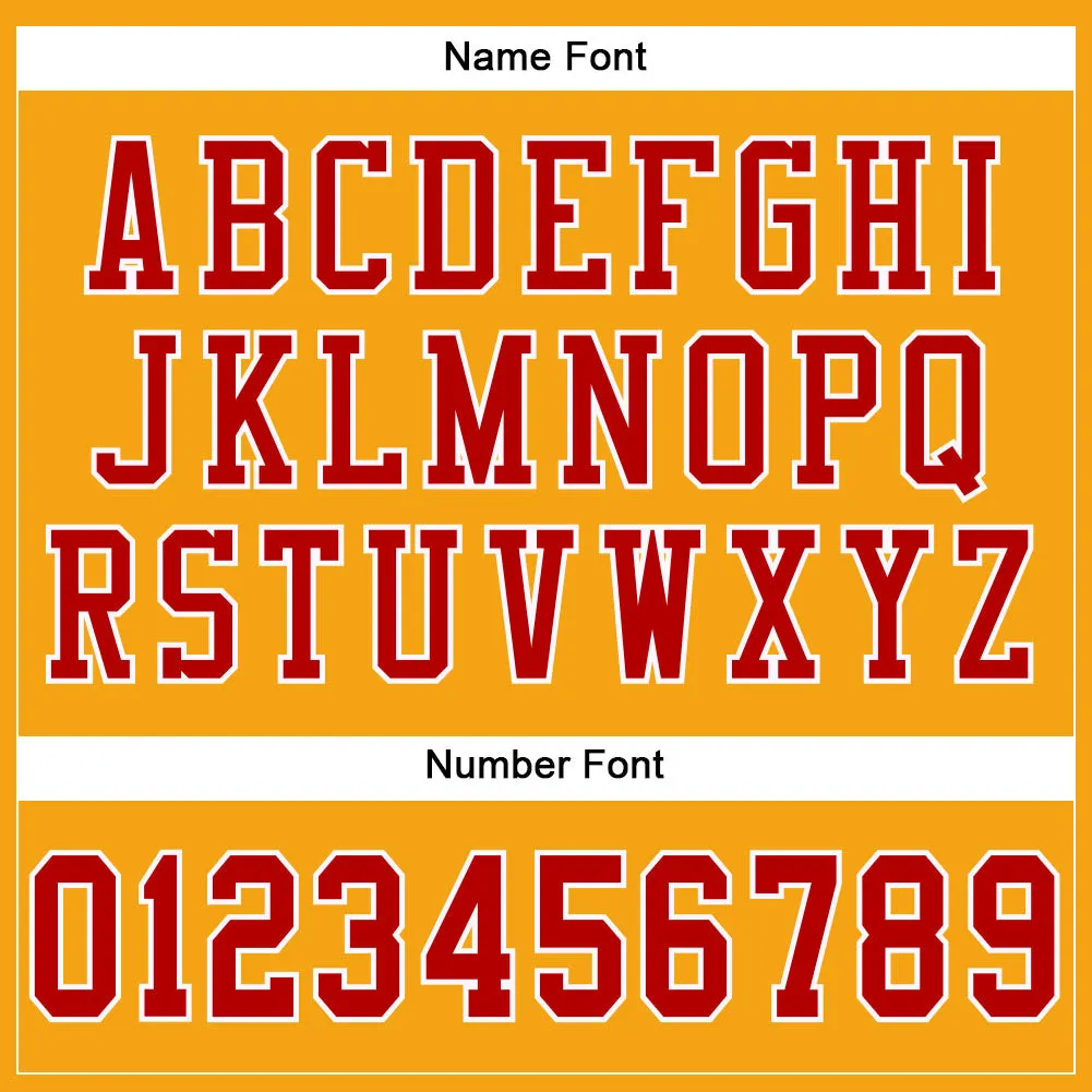 Custom Gold Red-White Mesh Authentic Football Jersey FansIdea