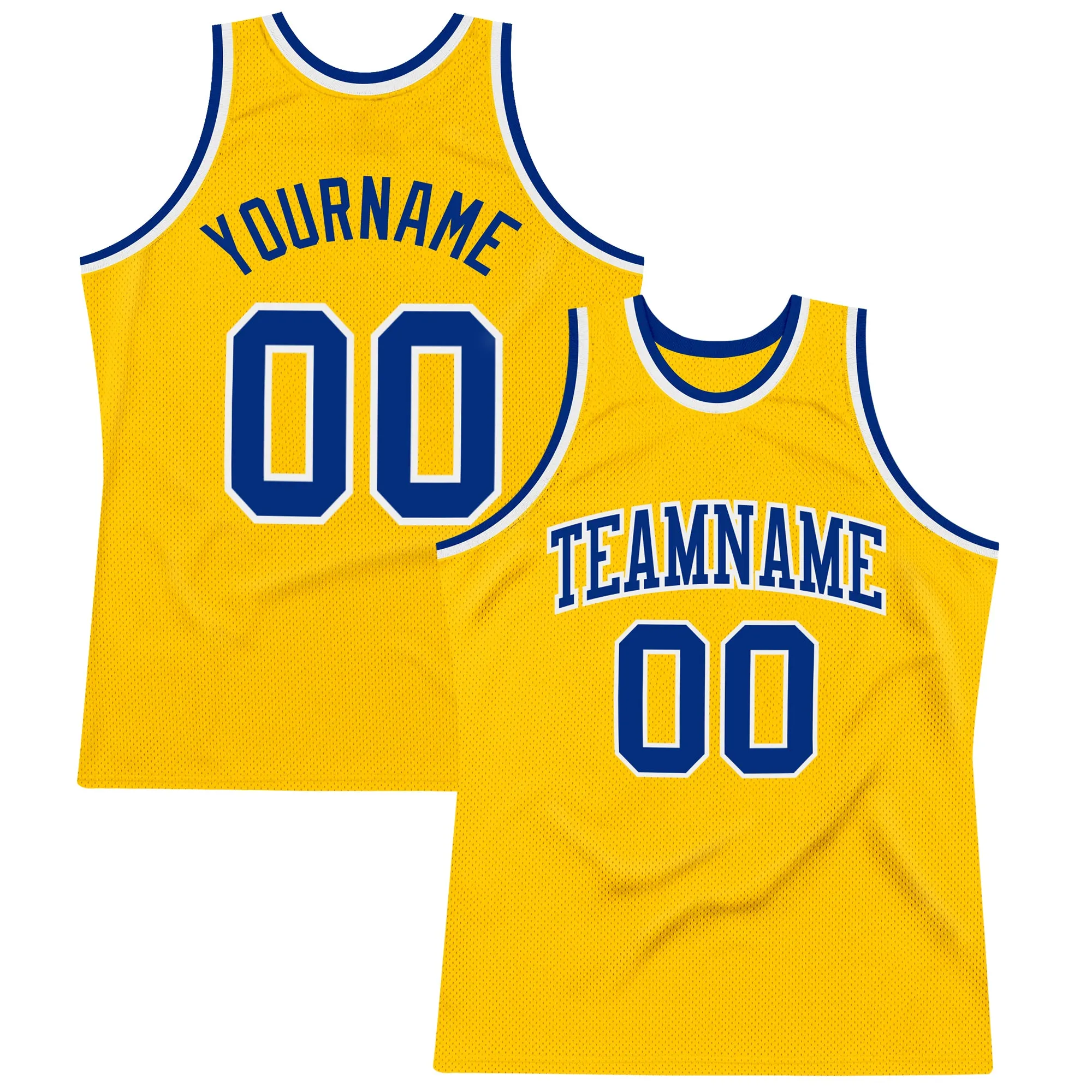 Custom Gold Royal-White Authentic Throwback Basketball Jersey FansIdea