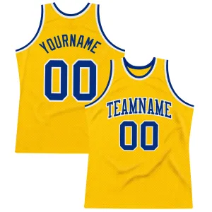 Custom Gold Royal-White Authentic Throwback Basketball Jersey FansIdea