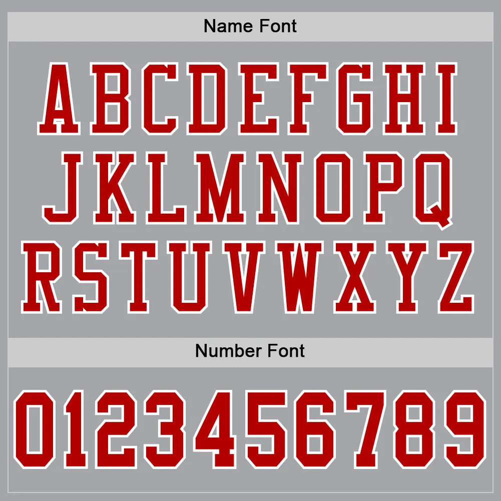 Custom Gray Red-White Mesh Authentic Football Jersey FansIdea