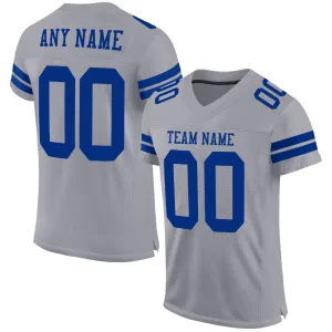 Custom Gray Royal Mesh Authentic Football Jersey FansIdea