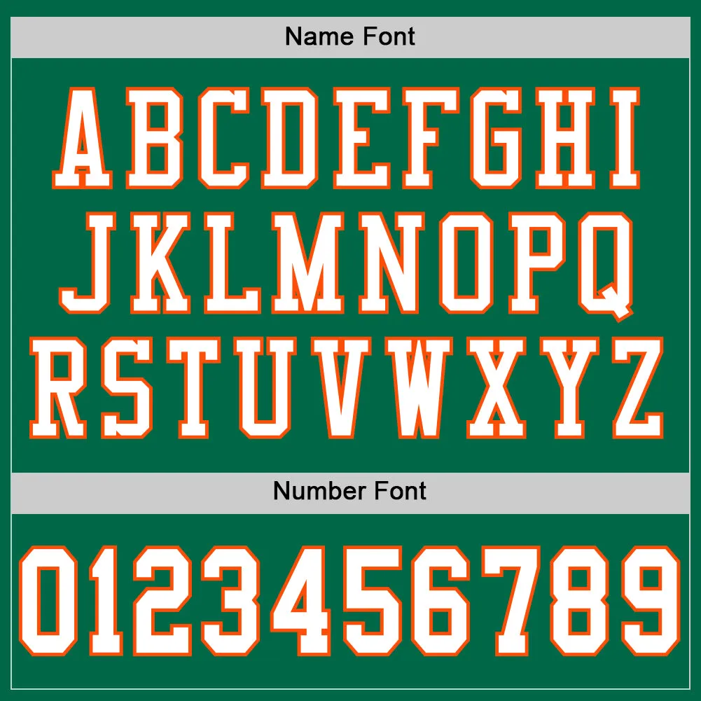 Custom Kelly Green White-Orange Mesh Authentic Football Jersey FansIdea