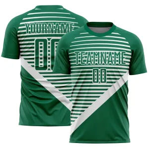Custom Kelly Green White Stripes Sublimation Soccer Uniform Jersey FansIdea