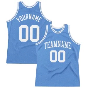 Custom Light Blue White Authentic Throwback Basketball Jersey FansIdea